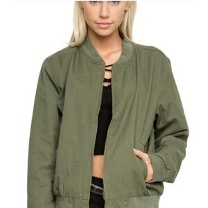 Brandy Melville‎ Kasey Army Green Bomber Jacket, Women's Medium?